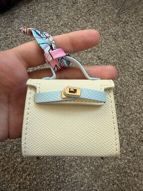 Luxury Micro Mini Bag Charm Keychain Pouch, her*mes Kelly Nata